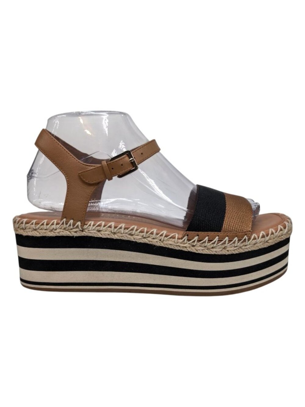 Kate Spade Picnic Platform Sandals Womens Brown Black Leather Espadrille Size 8